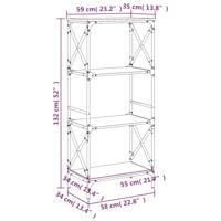Boekenkast 4-laags 59x35x132 cm bewerkt hout grijs sonoma eiken - thumbnail