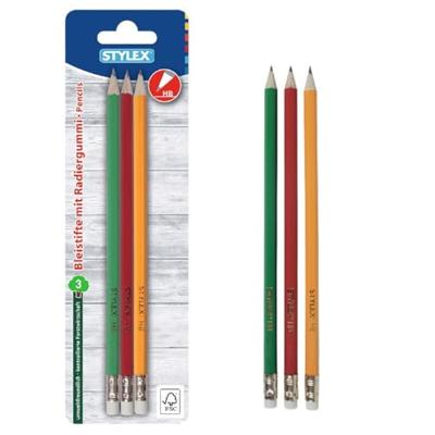 Stylex Potlood met Gum 3 Stuks