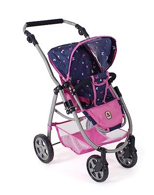 Combi-poppenwagen Emotion - Vlinders Navy Roze