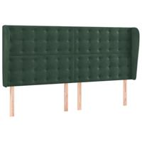 Hoofdbord met randen 163x23x118/128 cm fluweel donkergroen - thumbnail