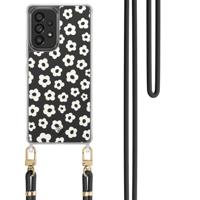 Samsung Galaxy A53 hoesje met zwart koord - Retro bloempjes - thumbnail
