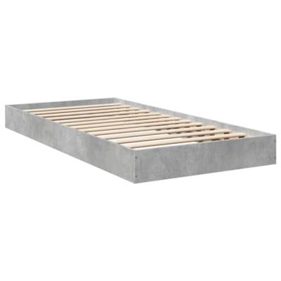Bedframe bewerkt hout betongrijs 75x190 cm Bedframe bewerkt hout betongrijs 75x190 cm