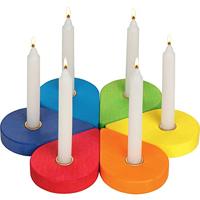 Goki houten verjaardagskrans kandelaars, 6dlg. - thumbnail