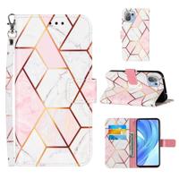 Voor Xiaomi Mi 11 Lite Marble Stitching Horizontale Flip PU Lederen Case met Houder & Kaart Slots & Portemonnee &Lanyard (Roze Wit) - thumbnail