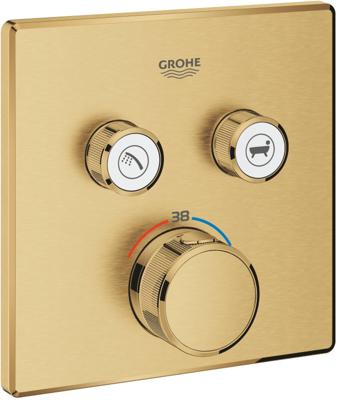Inbouwkraan GROHE Grohtherm Smart Control Thermostaatkraan met 3-weg Omstelling Vierkant Cool Sunrise Geborsteld Inbouwkraan GROHE Grohtherm Smart Control Thermostaatkraan met 3-weg Omstelling Vierkant Cool Sunrise Geborsteld