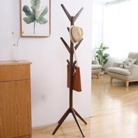 Creatieve boom-vormige massief houten vloer Hatstand kleren opknoping Rack grootte: 175x45x45cm (Dark Coffee) - thumbnail