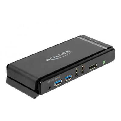 DeLOCK displayport 1.4 kvm switch, 8k 60hz, usb 3.2 gen 1, audio kvm-switch (grijs/zwart)