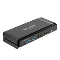 DeLOCK displayport 1.4 kvm switch, 8k 60hz, usb 3.2 gen 1, audio kvm-switch (grijs/zwart) - thumbnail