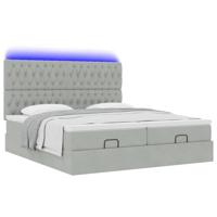 Ottoman bed met matrassen en LED's 160x200cm fluweel lichtgrijs - thumbnail