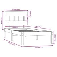 Bedframe massief hout 90x190 cm - thumbnail