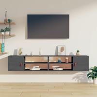 Wandkasten 2 st 80x30x30 cm massief grenenhout grijs - thumbnail
