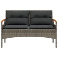 4-delige Loungeset met kussens poly rattan grijs - thumbnail