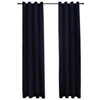 VidaXL Gordijn verduisterend met ringen 2 st 140x245 cm fluweel zwart - thumbnail