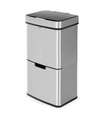 Hailo Öko Vario XL 6560010 Afvalscheidingssysteem 50 l RVS, Kunststof (b x h x d) 420 x 785 x 315 mm Zilver Anti-vingerafdrukken, Met automatische deksel 1