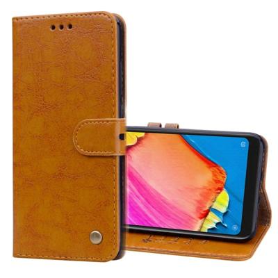 Business stijl olie Wax textuur horizontale Flip lederen case voor Xiaomi Redmi Note 6 Pro met houder & kaartsleuven & portemonnee (licht bruin)