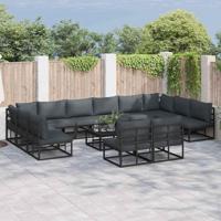Tuinbankenset met kussen 12 pcs Zwart Aluminium - thumbnail