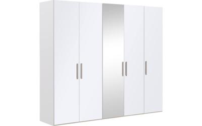 Goossens Kledingkast Easy Storage Ddk, Kledingkast 253 cm breed, 220 cm hoog, 4x glas draaideur en 1x spiegel draaideur midden