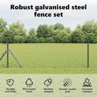 VidaXL Afrasteringspaal grijs 25 x 0,8 m (60 x 60 mm gaas) staal - thumbnail