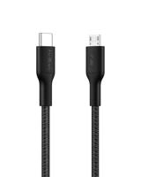 Belkin Eco USB-C naar Micro USB Kabel (1 m) - Zachte, Gevlochten, Flexibele, High Speed Laadkabel, USB-IF-gecertificeerd Type C naar Micro USB Oplader Kabel voor camera’s, luidsprekers en meer - Zwart - thumbnail