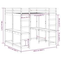 Hoogslaper met bureau en ladder massief grenenhout 140x200 cm - thumbnail