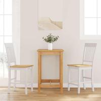 Barkrukken 2 stuks Wit Massief Hout Rubber - thumbnail