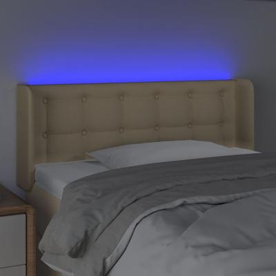 Hoofdbord LED 83x16x78/88 cm stof crèmekleurig - thumbnail