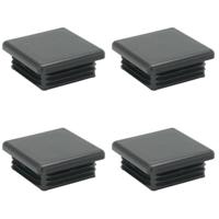 Inslagdop/meubeldop zwart vierkant 5 bij 5 cm en hoogte 0,4 cm van kunststof - 4 stuks - thumbnail