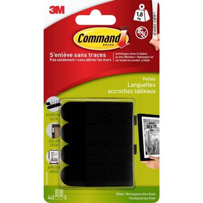 Command fotolijststrip, small, draagvermogen 1,8 kg, zwart, blister van 8 stuks