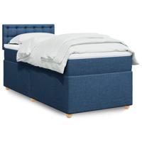 Boxspring met matras stof blauw 90x200 cm - thumbnail