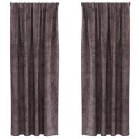 VidaXL Velvet gordijnen met gordijnen 2 pcs bruin 260 x 140 cm fluweel - thumbnail