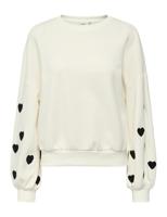 Only Onlmacy L/s O-neck Box Cc Swt Sweater Cloud Dancer W. Black Hearts - thumbnail
