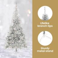 VidaXL Kunstmatig voorverlicht kerstboom met 300 led zilver 240 cm pet - thumbnail