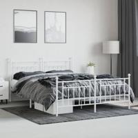 Bedframe met hoofd- en voeteneinde metaal wit 180x200 cm - thumbnail