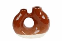 Vaas "Marloes" terra/bruin aardew 21x10x17,5cm - thumbnail