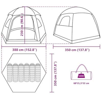Familietent iglo 6-persoons groen waterdicht