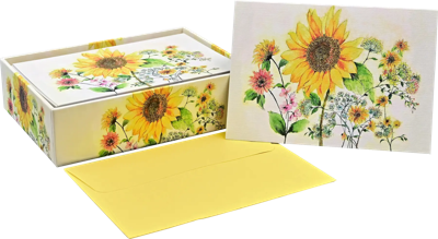 Watercolor Sunflower Notitiekaarten 14 stuks Watercolor Sunflower Notitiekaarten 14 stuks
