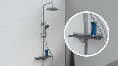 AQUASTAR hoofddouche set met planchet, chroom-antraciet wellness hoofddouche met antikalk nozzles, hoofddouche: Ø ca. 24 cm handdouche met 5 functies en met antikalk nozzles, maat: Ø ca. 10 cm m