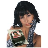 Pruik Halflang Stijl Zwart Met Pony - thumbnail