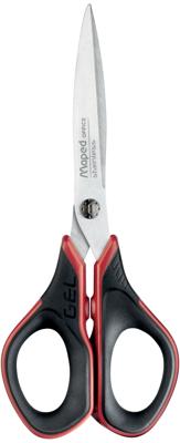 Maped schaar Advanced Softgel, ft 17 cm, rechts, scherpe punt, RVS, zwart/rood, blister van 1 stuk