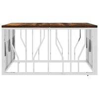 Salontafel roestvrij staal en massief gerecycled hout zilver - thumbnail