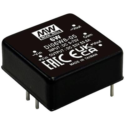MEAN WELL DI06W8-12 DC/DC-converter, print 48 V/AC -12 V 0.25 A 6 W Aantal uitgangen: 2 x Inhoud 1 stuk(s)