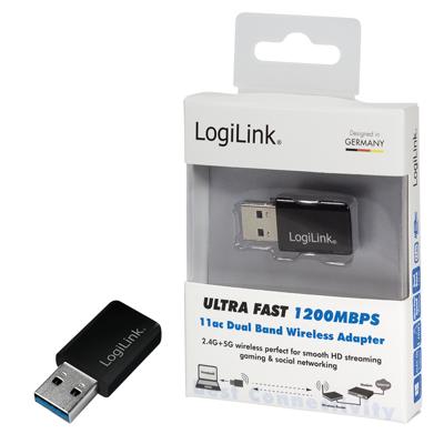LogiLink Wireless AC 1200 Mbps Dual Band USB Adapter WiFi-stick USB-A 3.2 Gen 1 1200 MBit/s