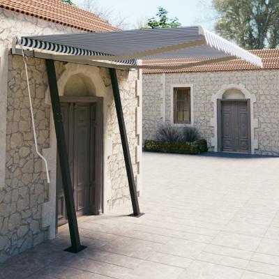 Luifel automatisch uittrekbaar met palen 3x2,5 m blauw en wit