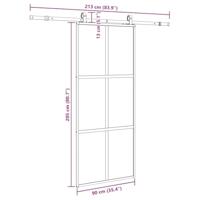 Schuifdeur met beslagset 90x205 cm gehard glas zwart - thumbnail