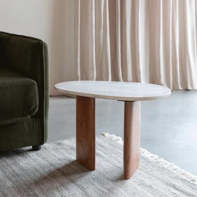 ZILT Bijzettafel 'Jama' Marmer en Acaciahout, 56 x 37cm ZILT Bijzettafel 'Jama' Marmer en Acaciahout, 56 x 37cm