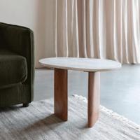 ZILT Bijzettafel 'Jama' Marmer en Acaciahout, 56 x 37cm - thumbnail