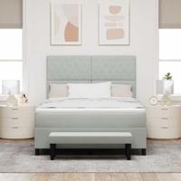 Boxspring Bed met Matras & Bank Lichtgrijs 140x190 cm Fluweel - thumbnail