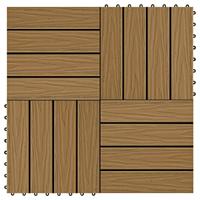VidaXL Terrastegels diep reliëf 30x30 cm 1 m² hkc teakkleur 11 st - thumbnail
