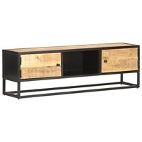 Tv-meubel met bewerkte deur 130x30x40 cm ruw mangohout - thumbnail