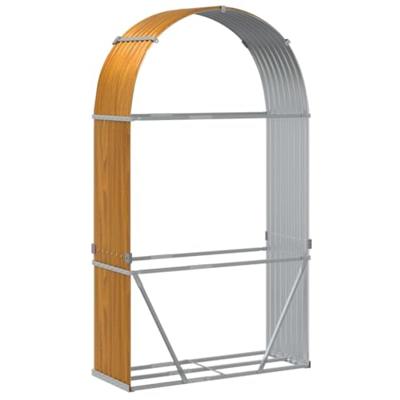 VidaXL Haardhoutopslag 120x45x210 cm gegalvaniseerd staal houtlook